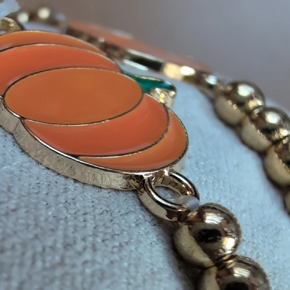Gold and Orange Pumpkin Bracelet Set